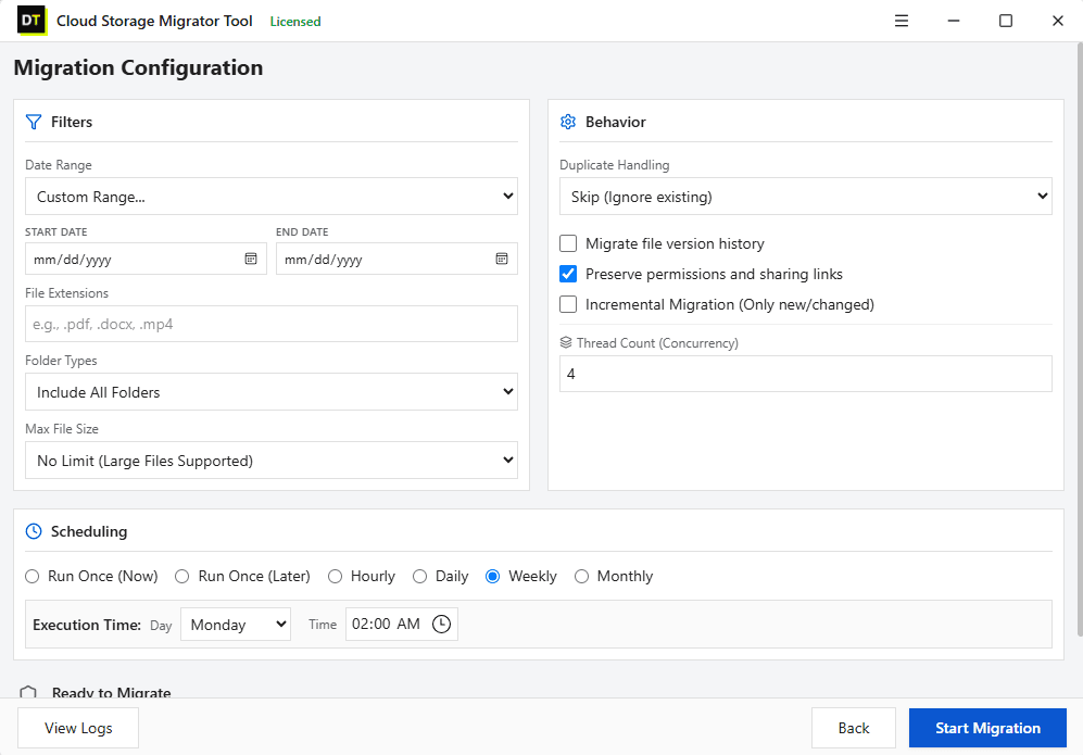Screen 7: Configure Migration