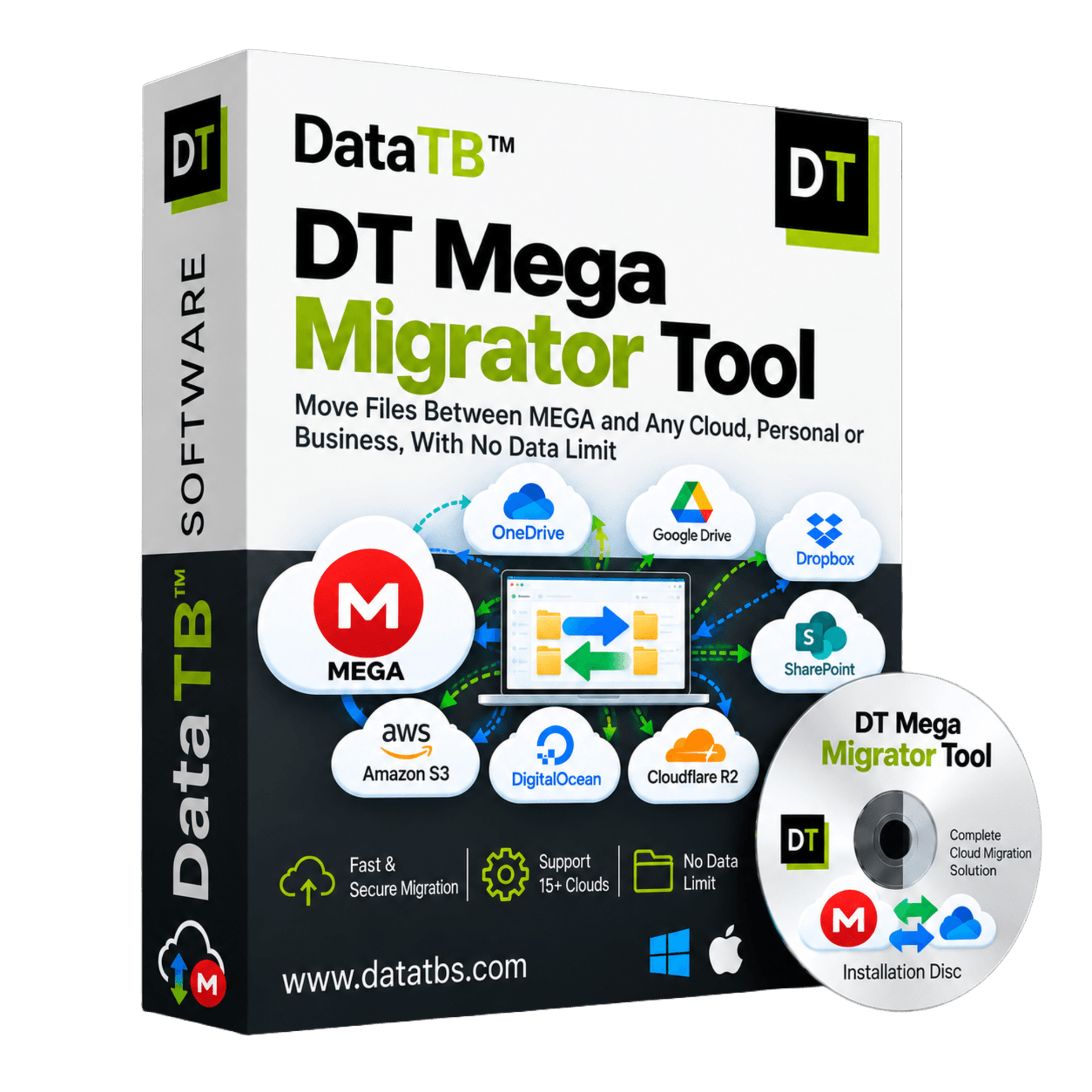 DT Mega Migrator Tool Interface DT Mega Migrator Tool interface showing MEGA cloud migration process on Windows