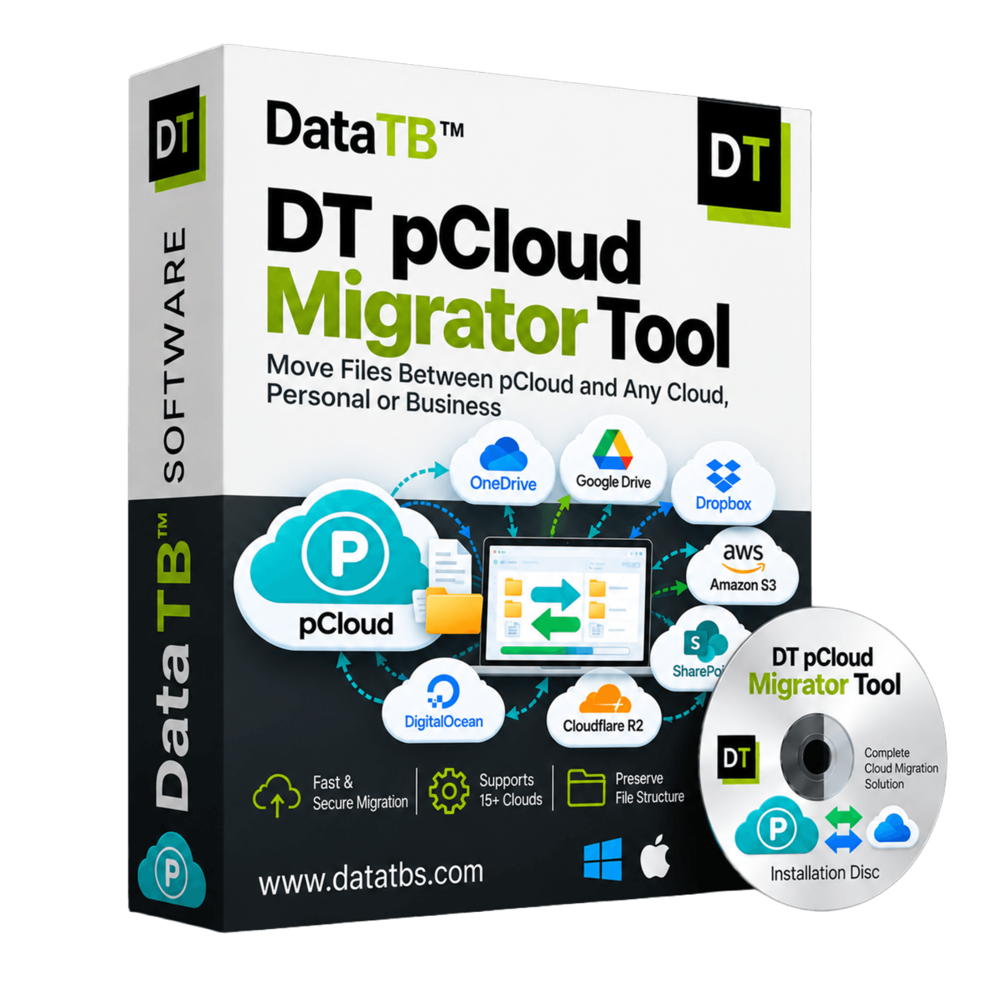 DT pCloud Migrator Tool Interface DT pCloud Migrator Tool interface showing pCloud cloud migration process on Windows