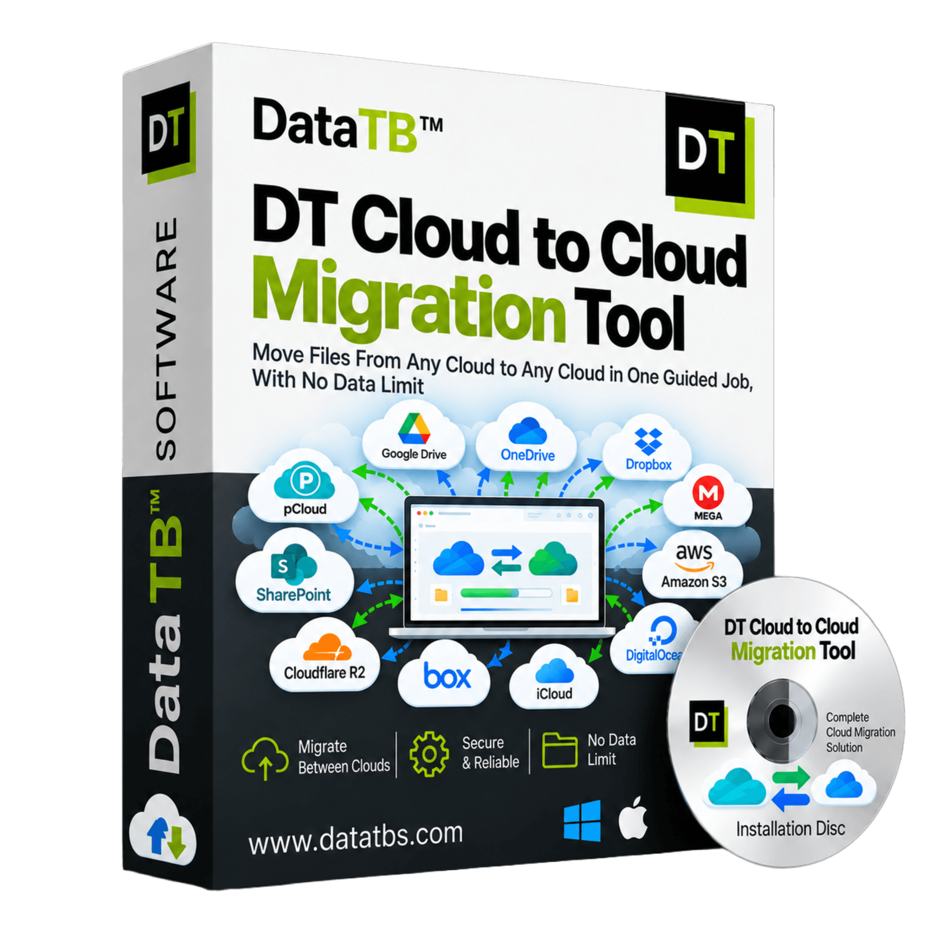 DT Cloud to Cloud Migration Tool Interface DT Cloud to Cloud Migration Tool interface showing cloud to cloud migration workflow on Windows