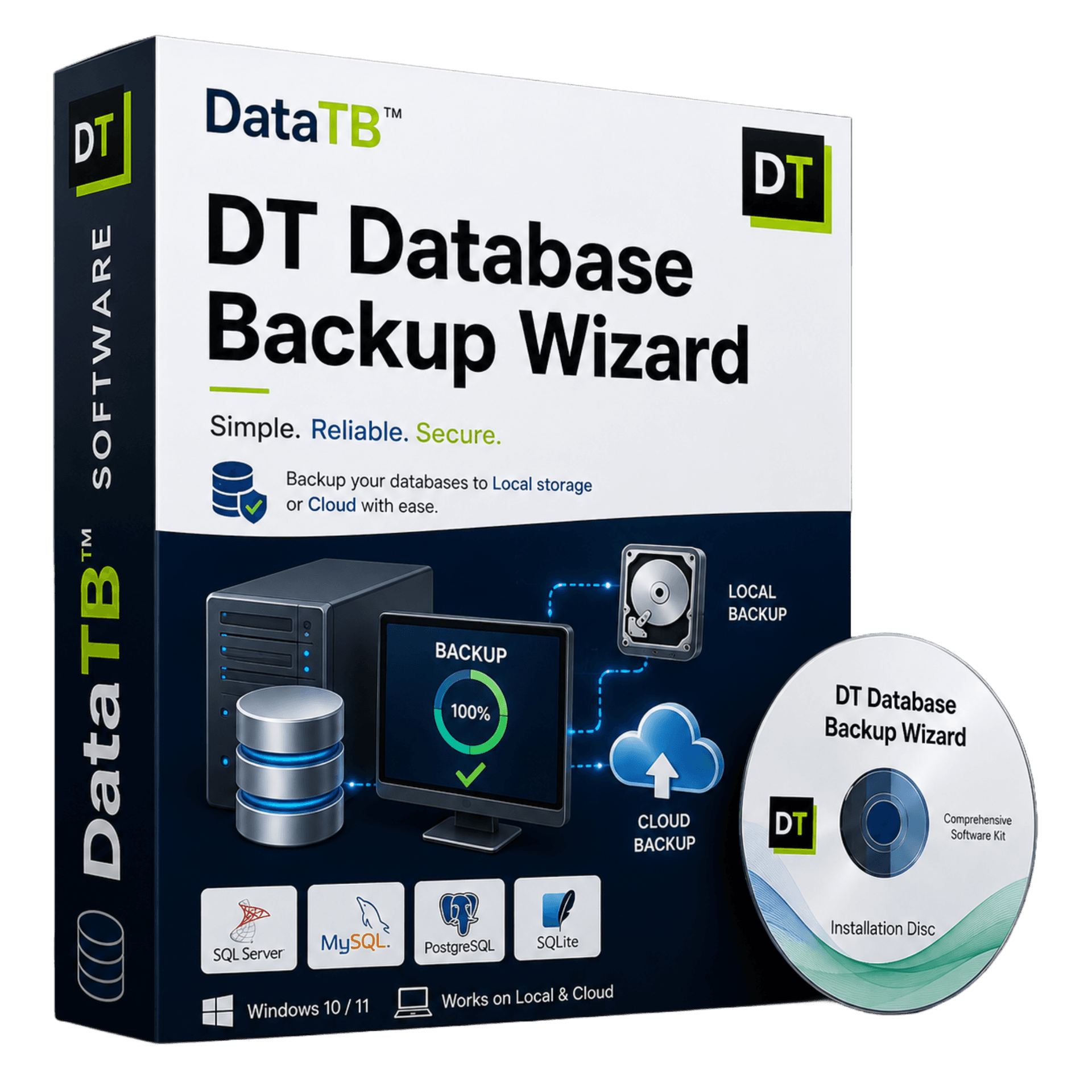 DT Database Backup Wizard Backup Control Center showing active schedules and backup run history