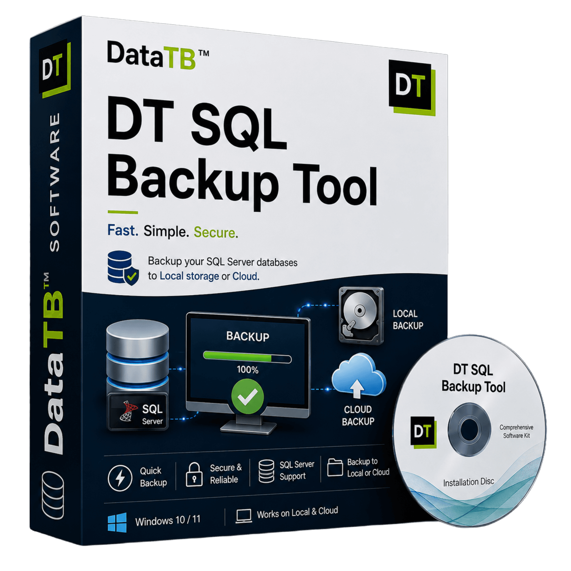 DT Database Backup Wizard Backup Control Center showing active schedules and backup run history