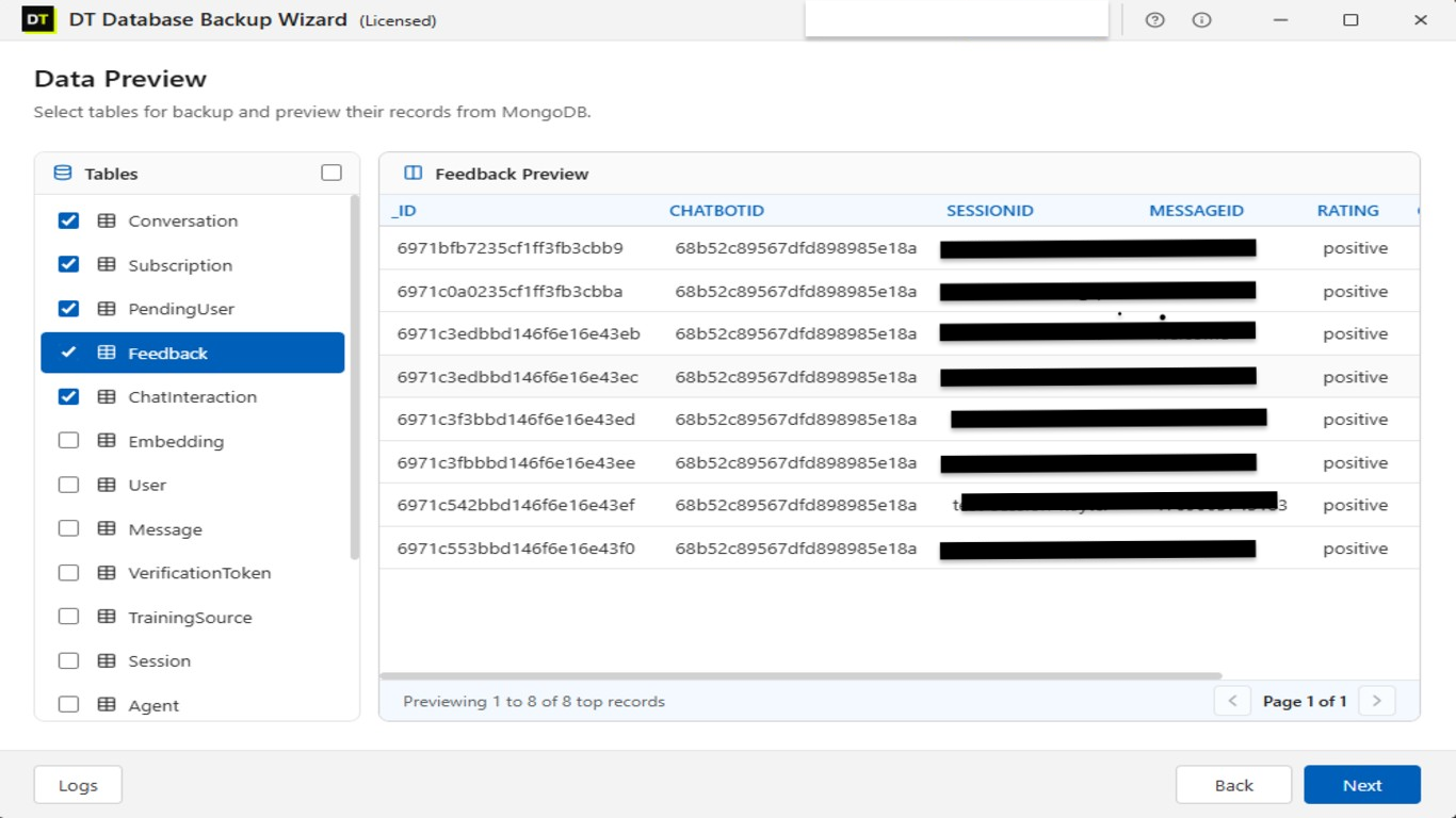 Configure the backup