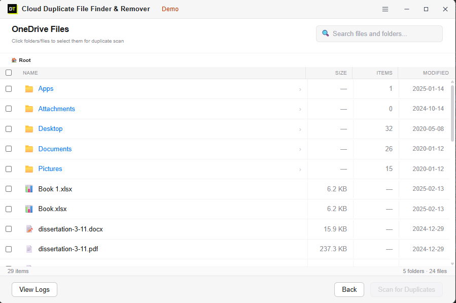 Browse Folders